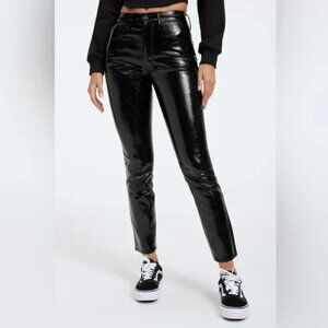 NEW Good American Good Classic Faux Leather Straight Leg Pants Black 6/28 NWT